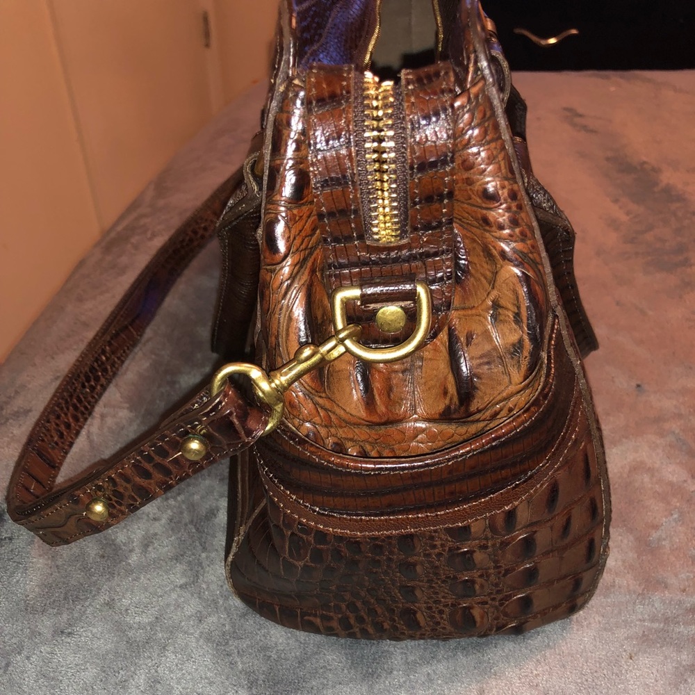 Brahmin Chocolate Brown/Goldtone Leather Satchel